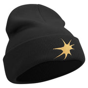 Yellow Space Explosion Embroidered 12 Inch Long Knitted Beanie - Black OSFM