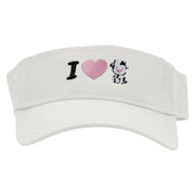 I Love Cows Embroidered Cotton Twill Sun Visor - White OSFM