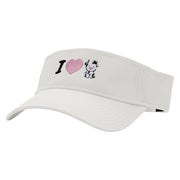 I Love Cows Embroidered Cotton Twill Sun Visor - White OSFM