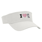 I Love Cows Embroidered Cotton Twill Sun Visor - White OSFM