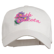 USA State South Dakota Pasque Flower Embroidered Organic Cotton Cap