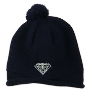 Diamond Embroidered Pom knitting Hat