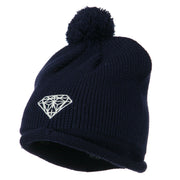 Diamond Embroidered Pom knitting Hat