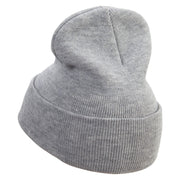 I Pinch Back Embroidered 12 Inch Long Knitted Beanie - Heather-Grey OSFM