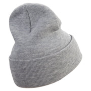 I Pinch Back Embroidered 12 Inch Long Knitted Beanie - Heather-Grey OSFM