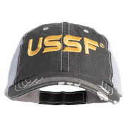 USSF Gold Letter Embroidered Low Profile Special Cotton Mesh Cap - Black OSFM