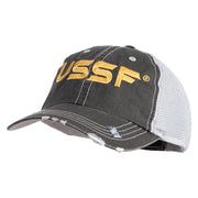 USSF Gold Letter Embroidered Low Profile Special Cotton Mesh Cap - Black OSFM