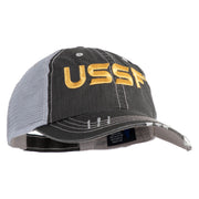 USSF Gold Letter Embroidered Low Profile Special Cotton Mesh Cap - Black OSFM