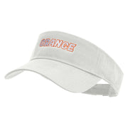 Orange Text Embroidered Cotton Twill Sun Visor - White OSFM