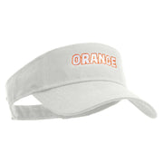 Orange Text Embroidered Cotton Twill Sun Visor - White OSFM