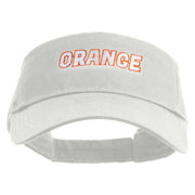 Orange Text Embroidered Cotton Twill Sun Visor - White OSFM