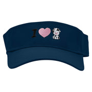 I Love Cows Embroidered Cotton Twill Sun Visor - Navy OSFM