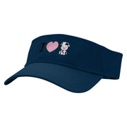 I Love Cows Embroidered Cotton Twill Sun Visor - Navy OSFM