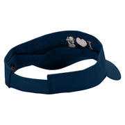 I Love Cows Embroidered Cotton Twill Sun Visor - Navy OSFM