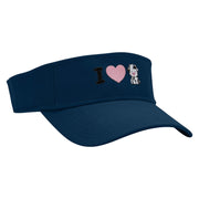 I Love Cows Embroidered Cotton Twill Sun Visor - Navy OSFM