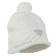 Diamond Embroidered Pom knitting Hat