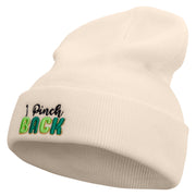 I Pinch Back Embroidered 12 Inch Long Knitted Beanie - Birch OSFM