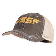USSF Gold Letter Embroidered Low Profile Special Cotton Mesh Cap - Brown-Khaki OSFM