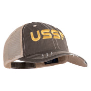 USSF Gold Letter Embroidered Low Profile Special Cotton Mesh Cap - Brown-Khaki OSFM