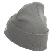 US Marine Corps Semper Fi Logo Embroidered 12 Inch Solid Knit Cuff Long Beanie Made in USA - Dk-Ash OSFM