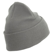 US Marine Corps Semper Fi Logo Embroidered 12 Inch Solid Knit Cuff Long Beanie Made in USA - Dk-Ash OSFM