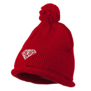 Diamond Embroidered Pom knitting Hat