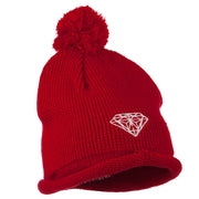 Diamond Embroidered Pom knitting Hat