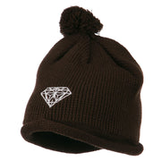 Diamond Embroidered Pom knitting Hat