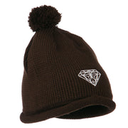 Diamond Embroidered Pom knitting Hat