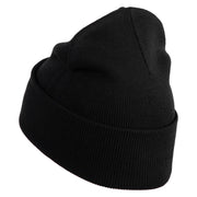 Embroidered Football Iron on Patch Patched 12 Inch Long Knitted Beanie - Black OSFM