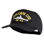 USS Cape Cod AD 43 Patched Solid Cotton Twill 5 Panel Prostyle Snap Cap - Black OSFM