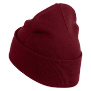 Embroidered Football Iron on Patch Patched 12 Inch Long Knitted Beanie - Maroon OSFM