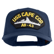 USS Cape Cod AD 43 Patched Solid Cotton Twill 5 Panel Prostyle Snap Cap - Navy OSFM