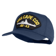 USS Cape Cod AD 43 Patched Solid Cotton Twill 5 Panel Prostyle Snap Cap - Navy OSFM