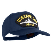 USS Cape Cod AD 43 Patched Solid Cotton Twill 5 Panel Prostyle Snap Cap - Navy OSFM