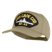 USS Cape Cod AD 43 Patched Solid Cotton Twill 5 Panel Prostyle Snap Cap - Khaki OSFM