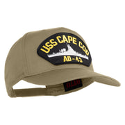 USS Cape Cod AD 43 Patched Solid Cotton Twill 5 Panel Prostyle Snap Cap - Khaki OSFM