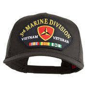 3rd Marine Division Vietnam Veteran Patched Solid Cotton Twill 5 panel Mesh Back Cap - Charcoal OSFM