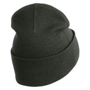 Embroidered Football Iron on Patch Patched 12 Inch Long Knitted Beanie - Dark Grey OSFM