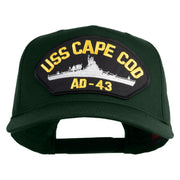 USS Cape Cod AD 43 Patched Solid Cotton Twill 5 Panel Prostyle Snap Cap - Dark Green OSFM