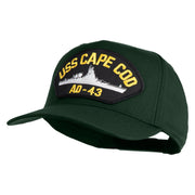 USS Cape Cod AD 43 Patched Solid Cotton Twill 5 Panel Prostyle Snap Cap - Dark Green OSFM