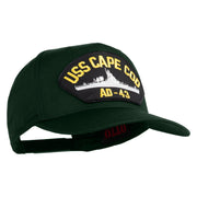 USS Cape Cod AD 43 Patched Solid Cotton Twill 5 Panel Prostyle Snap Cap - Dark Green OSFM