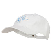 Dolphins Outline Embroidered Washed Cotton Cap