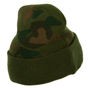 US Navy Veteran Circle Logo Embroidered Camo Knit Long Cuff Beanie