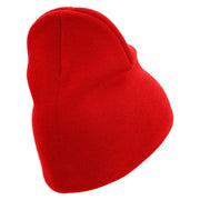 US Marine Corps Semper FI Symbol Embroidered 8 Inch Short Beanie Made in USA - Red OSFM