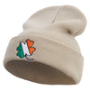 Irish Clover Embroidered 12 Inch Long Knitted Beanie - Birch OSFM