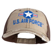 U.S. Air Force Roundel Embroidered Low Profile Special Cotton Mesh Cap - Khaki-Brown OSFM