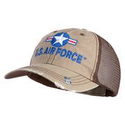 U.S. Air Force Roundel Embroidered Low Profile Special Cotton Mesh Cap - Khaki-Brown OSFM
