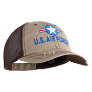 U.S. Air Force Roundel Embroidered Low Profile Special Cotton Mesh Cap - Khaki-Brown OSFM