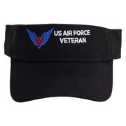 Air Force Veterans Embroidered Cotton Twill Sun Visor - Black OSFM